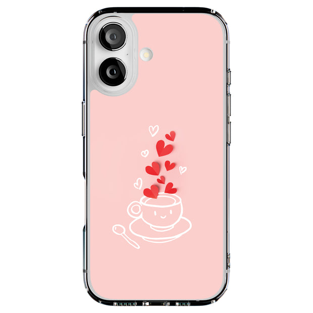 A Cup of Hearts Tough Cases For Apple iPhone (17, 16, 15, 14, 13, 12, 11, X, SE, 8, 7/ Air, Plus, Pro, Max, Mini, XR, XS), Print in USA