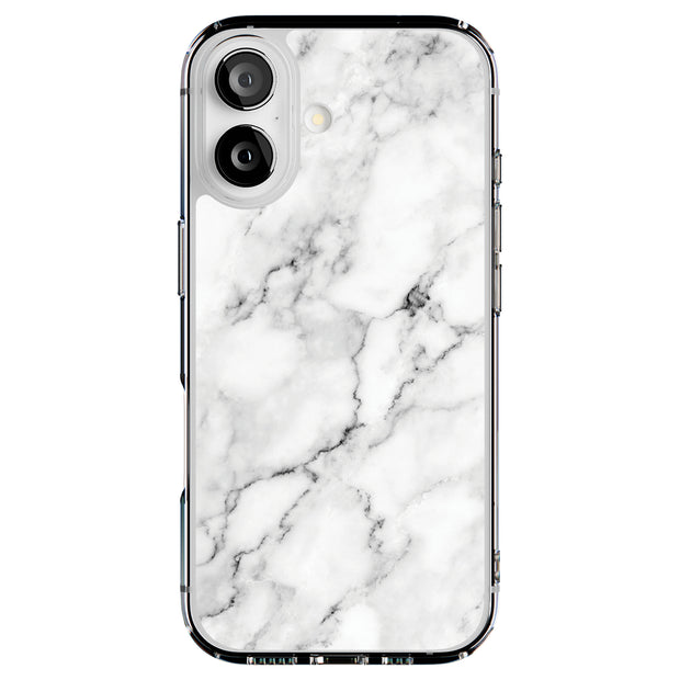 White Marble Tough Cases For Apple iPhone (17, 16, 15, 14, 13, 12, 11, X, SE, 8, 7/ Air, Plus, Pro, Max, Mini, XR, XS), Print in USA