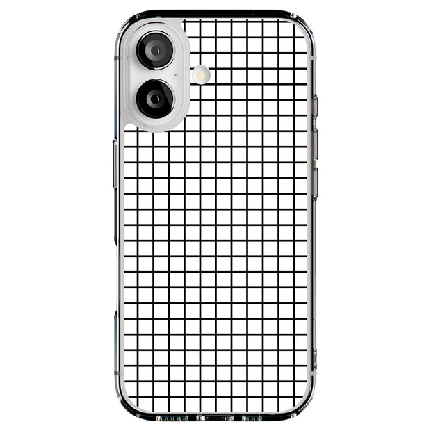 Blk White Grid Tough Cases For Apple iPhone (17, 16, 15, 14, 13, 12, 11, X, SE, 8, 7/ Air, Plus, Pro, Max, Mini, XR, XS), Print in USA