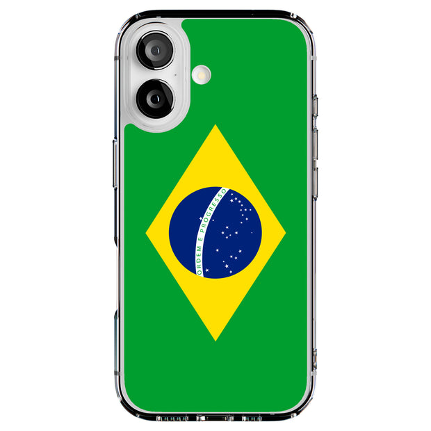 Flag Brazil Tough Cases For Apple iPhone (17, 16, 15, 14, 13, 12, 11, X, SE, 8, 7/ Air, Plus, Pro, Max, Mini, XR, XS), Print in USA
