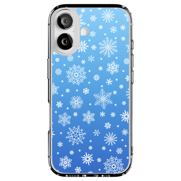 Blue Snowflakes Tough Cases For Apple iPhone (17, 16, 15, 14, 13, 12, 11, X, SE, 8, 7/ Air, Plus, Pro, Max, Mini, XR, XS), Print in USA