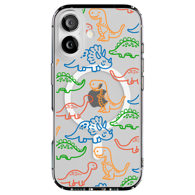 Dinosaur Cute 3 Tough Cases For Apple iPhone (17, 16, 15, 14, 13, 12, 11, X, SE, 8, 7/ Air, Plus, Pro, Max, Mini, XR, XS), Print in USA