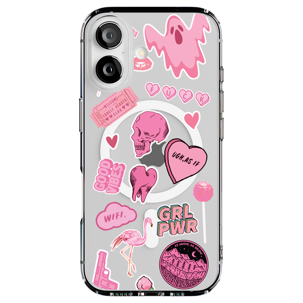 Skull Collage Tough Cases For Apple iPhone (17, 16, 15, 14, 13, 12, 11, X, SE, 8, 7/ Air, Plus, Pro, Max, Mini, XR, XS), Print in USA