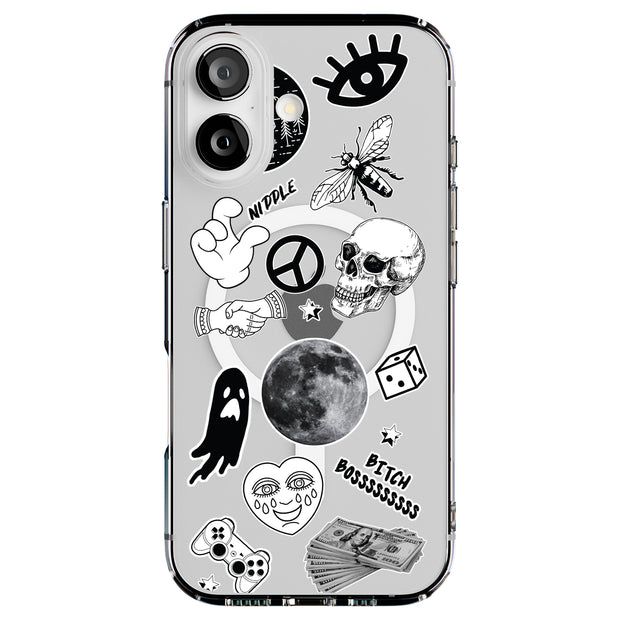 Ghost Collage Tough Cases For Apple iPhone (17, 16, 15, 14, 13, 12, 11, X, SE, 8, 7/ Air, Plus, Pro, Max, Mini, XR, XS), Print in USA