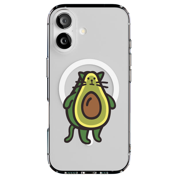 Cat Avocado Tough Cases For Apple iPhone (17, 16, 15, 14, 13, 12, 11, X, SE, 8, 7/ Air, Plus, Pro, Max, Mini, XR, XS), Print in USA