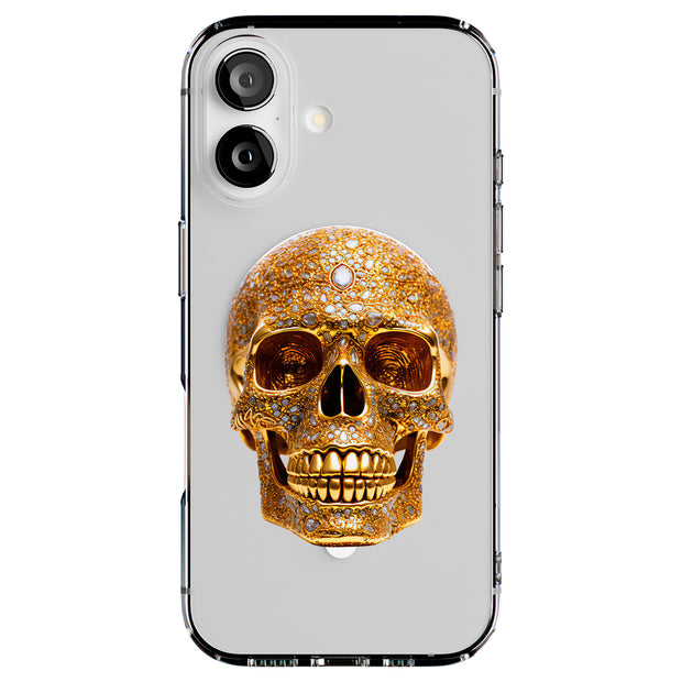 Gold Gems Skull Tough Cases For Apple iPhone (17, 16, 15, 14, 13, 12, 11, X, SE, 8, 7/ Air, Plus, Pro, Max, Mini, XR, XS), Print in USA