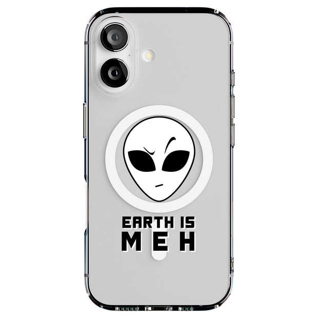 Earth Meh Alien Tough Cases For Apple iPhone (17, 16, 15, 14, 13, 12, 11, X, SE, 8, 7/ Air, Plus, Pro, Max, Mini, XR, XS), Print in USA