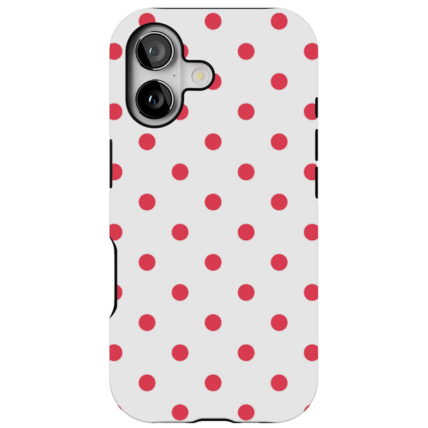 Dots White Tough Cases For Apple iPhone (17, 16, 15, 14, 13, 12, 11, X, SE, 8, 7/ Air, Plus, Pro, Max, Mini, XR, XS), Print in USA