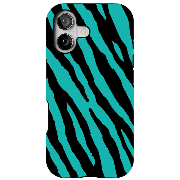 Bule Zebra Skin Tough Cases For Apple iPhone (17, 16, 15, 14, 13, 12, 11, X, SE, 8, 7/ Air, Plus, Pro, Max, Mini, XR, XS), Print in USA