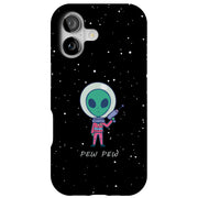 Pew Pew Alien Tough Cases For Apple iPhone (17, 16, 15, 14, 13, 12, 11, X, SE, 8, 7/ Air, Plus, Pro, Max, Mini, XR, XS), Print in USA