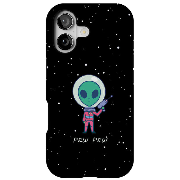Pew Pew Alien Tough Cases For Apple iPhone (17, 16, 15, 14, 13, 12, 11, X, SE, 8, 7/ Air, Plus, Pro, Max, Mini, XR, XS), Print in USA