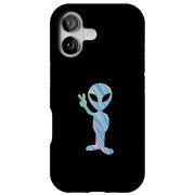Alien Peace Tough Cases For Apple iPhone (17, 16, 15, 14, 13, 12, 11, X, SE, 8, 7/ Air, Plus, Pro, Max, Mini, XR, XS), Print in USA