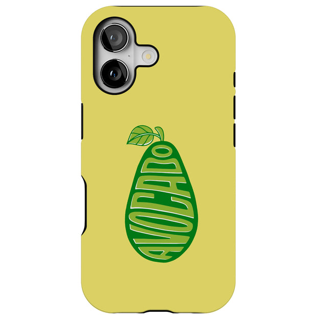Avocado Text 2 Tough Cases For Apple iPhone (17, 16, 15, 14, 13, 12, 11, X, SE, 8, 7/ Air, Plus, Pro, Max, Mini, XR, XS), Print in USA