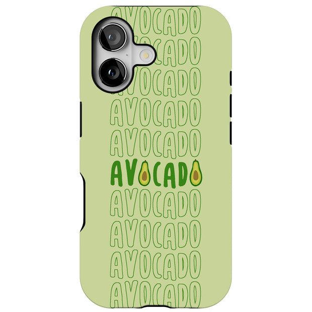 Avocado Text  Tough Cases For Apple iPhone (17, 16, 15, 14, 13, 12, 11, X, SE, 8, 7/ Air, Plus, Pro, Max, Mini, XR, XS), Print in USA