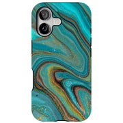Gold Blu Marble Tough Cases For Apple iPhone (17, 16, 15, 14, 13, 12, 11, X, SE, 8, 7/ Air, Plus, Pro, Max, Mini, XR, XS), Print in USA