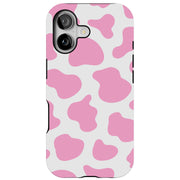 Cow Shape Pink Tough Cases For Apple iPhone (17, 16, 15, 14, 13, 12, 11, X, SE, 8, 7/ Air, Plus, Pro, Max, Mini, XR, XS), Print in USA