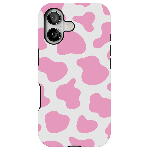 Cow Shape Pink Tough Cases For Apple iPhone (17, 16, 15, 14, 13, 12, 11, X, SE, 8, 7/ Air, Plus, Pro, Max, Mini, XR, XS), Print in USA