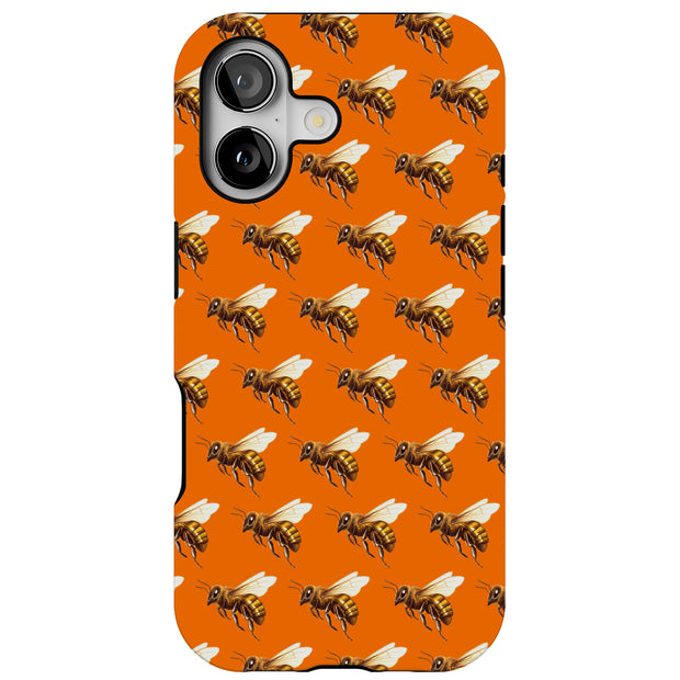 Bee Pattern Tough Cases For Apple iPhone (17, 16, 15, 14, 13, 12, 11, X, SE, 8, 7/ Air, Plus, Pro, Max, Mini, XR, XS), Print in USA