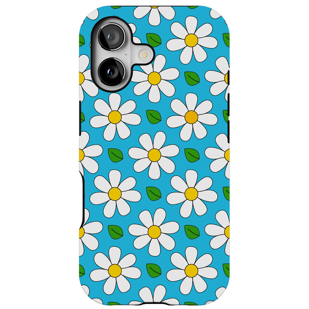 Daisy Pattern Tough Cases For Apple iPhone (17, 16, 15, 14, 13, 12, 11, X, SE, 8, 7/ Air, Plus, Pro, Max, Mini, XR, XS), Print in USA
