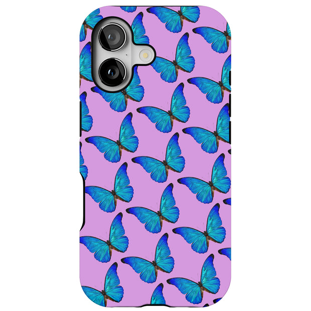 Blue Butterfly Tough Cases For Apple iPhone (17, 16, 15, 14, 13, 12, 11, X, SE, 8, 7/ Air, Plus, Pro, Max, Mini, XR, XS), Print in USA