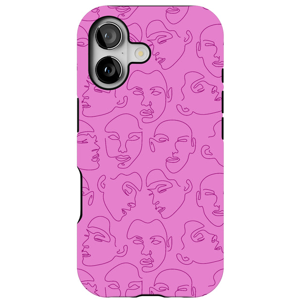 Line Face Tough Cases For Apple iPhone (17, 16, 15, 14, 13, 12, 11, X, SE, 8, 7/ Air, Plus, Pro, Max, Mini, XR, XS), Print in USA