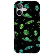 Space Alien Tough Cases For Apple iPhone (17, 16, 15, 14, 13, 12, 11, X, SE, 8, 7/ Air, Plus, Pro, Max, Mini, XR, XS), Print in USA