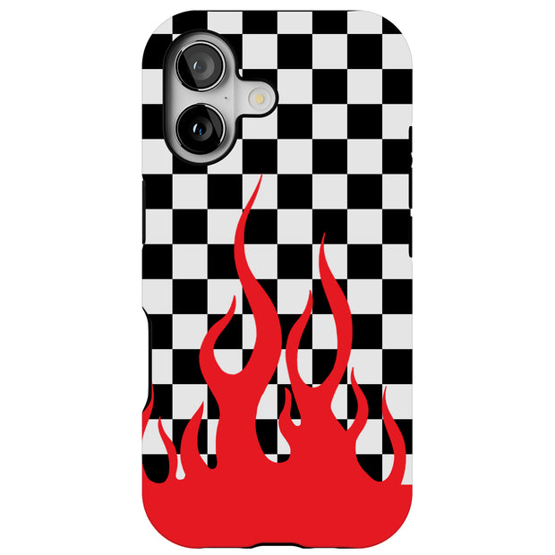 Checkers Flame Tough Cases For Apple iPhone (17, 16, 15, 14, 13, 12, 11, X, SE, 8, 7/ Air, Plus, Pro, Max, Mini, XR, XS), Print in USA
