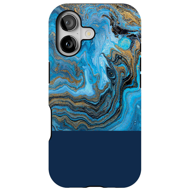 Marble Gold Blu Tough Cases For Apple iPhone (17, 16, 15, 14, 13, 12, 11, X, SE, 8, 7/ Air, Plus, Pro, Max, Mini, XR, XS), Print in USA