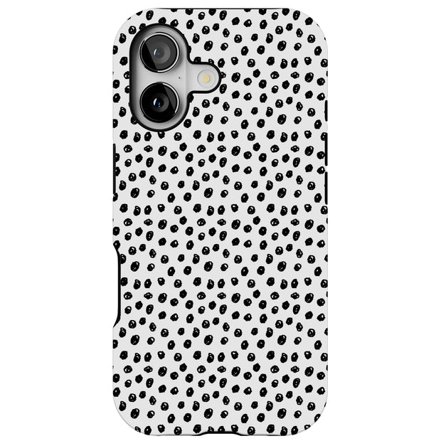 Polka Dots Blk Tough Cases For Apple iPhone (17, 16, 15, 14, 13, 12, 11, X, SE, 8, 7/ Air, Plus, Pro, Max, Mini, XR, XS), Print in USA