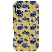 Paisley Yellow Tough Cases For Apple iPhone (17, 16, 15, 14, 13, 12, 11, X, SE, 8, 7/ Air, Plus, Pro, Max, Mini, XR, XS), Print in USA