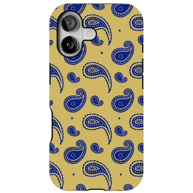 Paisley Yellow Tough Cases For Apple iPhone (17, 16, 15, 14, 13, 12, 11, X, SE, 8, 7/ Air, Plus, Pro, Max, Mini, XR, XS), Print in USA