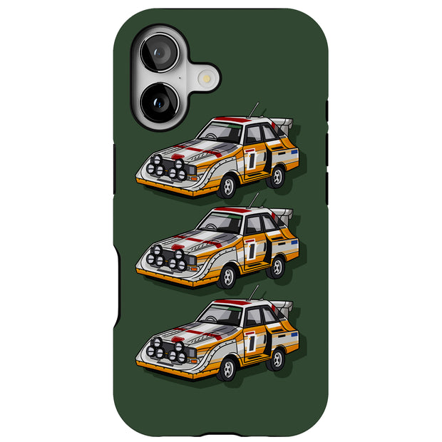 Rally Race Car Tough Cases For Apple iPhone (17, 16, 15, 14, 13, 12, 11, X, SE, 8, 7/ Air, Plus, Pro, Max, Mini, XR, XS), Print in USA