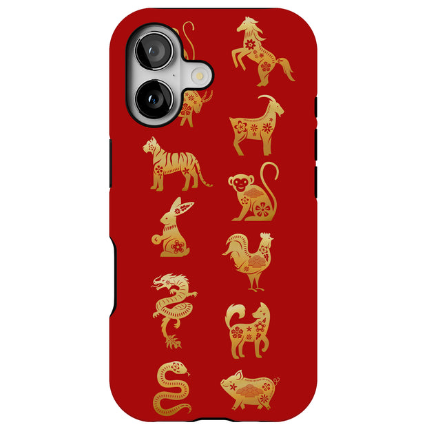 Chinese zodiac1 Tough Cases For Apple iPhone (17, 16, 15, 14, 13, 12, 11, X, SE, 8, 7/ Air, Plus, Pro, Max, Mini, XR, XS), Print in USA