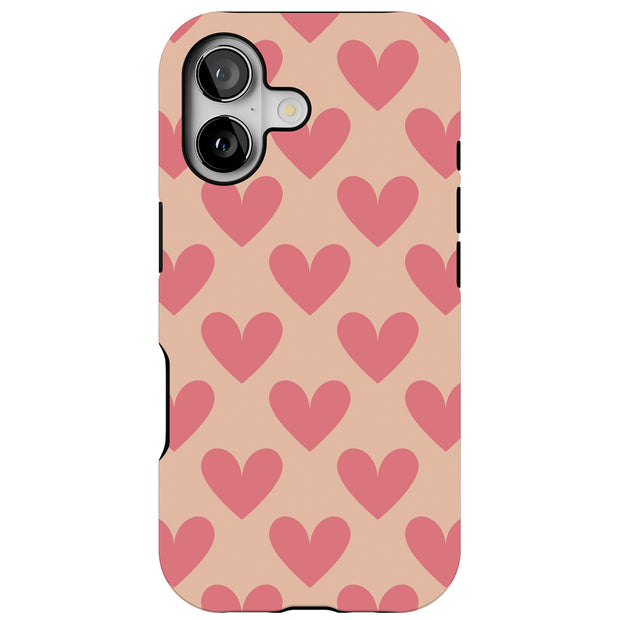 Red Hearts Tough Cases For Apple iPhone (17, 16, 15, 14, 13, 12, 11, X, SE, 8, 7/ Air, Plus, Pro, Max, Mini, XR, XS), Print in USA
