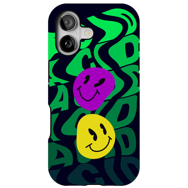 Acid Smile Face Tough Cases For Apple iPhone (17, 16, 15, 14, 13, 12, 11, X, SE, 8, 7/ Air, Plus, Pro, Max, Mini, XR, XS), Print in USA