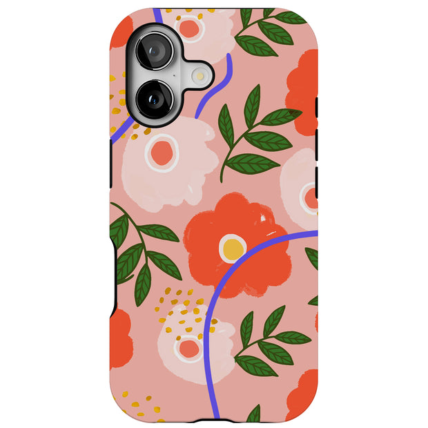 Flower Design Tough Cases For Apple iPhone (17, 16, 15, 14, 13, 12, 11, X, SE, 8, 7/ Air, Plus, Pro, Max, Mini, XR, XS), Print in USA
