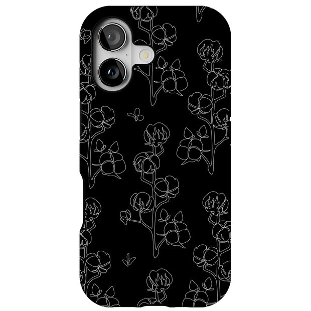Line Art Flower Tough Cases For Apple iPhone (17, 16, 15, 14, 13, 12, 11, X, SE, 8, 7/ Air, Plus, Pro, Max, Mini, XR, XS), Print in USA