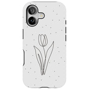 Line Art Tulip Tough Cases For Apple iPhone (17, 16, 15, 14, 13, 12, 11, X, SE, 8, 7/ Air, Plus, Pro, Max, Mini, XR, XS), Print in USA