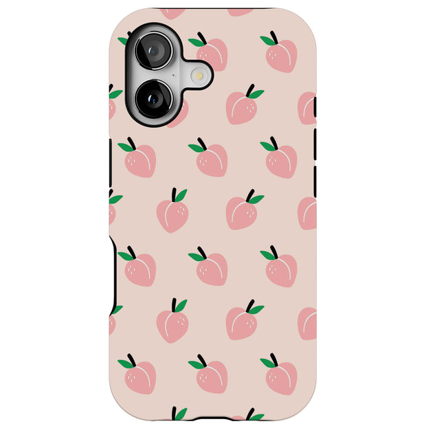 Cute Pink Peach Tough Cases For Apple iPhone (17, 16, 15, 14, 13, 12, 11, X, SE, 8, 7/ Air, Plus, Pro, Max, Mini, XR, XS), Print in USA