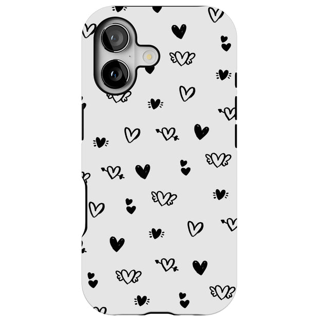 Flying Hearts Tough Cases For Apple iPhone (17, 16, 15, 14, 13, 12, 11, X, SE, 8, 7/ Air, Plus, Pro, Max, Mini, XR, XS), Print in USA