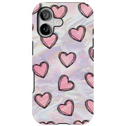 Girly Hearts Tough Cases For Apple iPhone (17, 16, 15, 14, 13, 12, 11, X, SE, 8, 7/ Air, Plus, Pro, Max, Mini, XR, XS), Print in USA