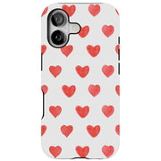 Red Love Hearts Tough Cases For Apple iPhone (17, 16, 15, 14, 13, 12, 11, X, SE, 8, 7/ Air, Plus, Pro, Max, Mini, XR, XS), Print in USA