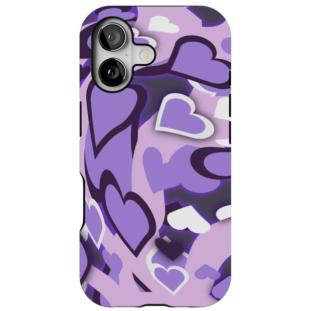 Purple Love Tough Cases For Apple iPhone (17, 16, 15, 14, 13, 12, 11, X, SE, 8, 7/ Air, Plus, Pro, Max, Mini, XR, XS), Print in USA