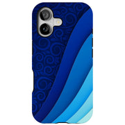 Blue Wavy Tough Cases For Apple iPhone (17, 16, 15, 14, 13, 12, 11, X, SE, 8, 7/ Air, Plus, Pro, Max, Mini, XR, XS), Print in USA