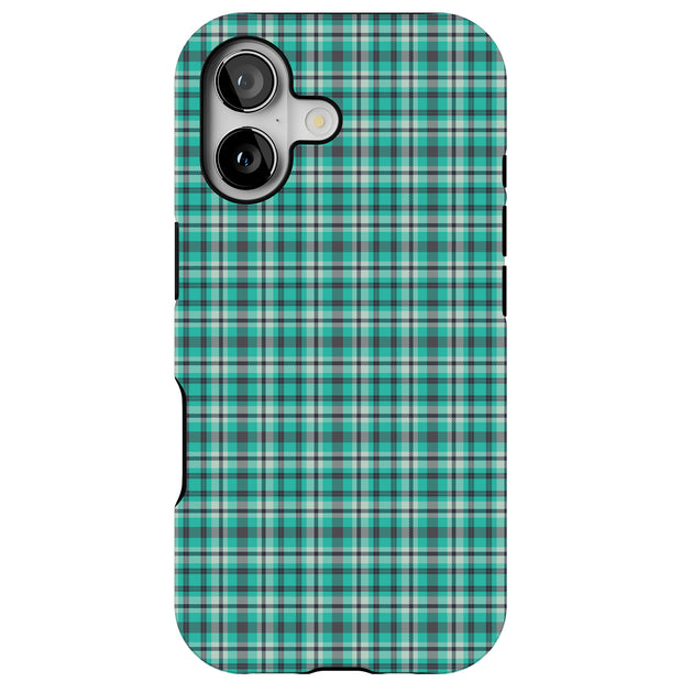 Blue Plaid Tough Cases For Apple iPhone (17, 16, 15, 14, 13, 12, 11, X, SE, 8, 7/ Air, Plus, Pro, Max, Mini, XR, XS), Print in USA