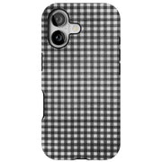 Black Plaid Tough Cases For Apple iPhone (17, 16, 15, 14, 13, 12, 11, X, SE, 8, 7/ Air, Plus, Pro, Max, Mini, XR, XS), Print in USA