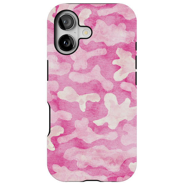 Girly Camo Pink Tough Cases For Apple iPhone (17, 16, 15, 14, 13, 12, 11, X, SE, 8, 7/ Air, Plus, Pro, Max, Mini, XR, XS), Print in USA