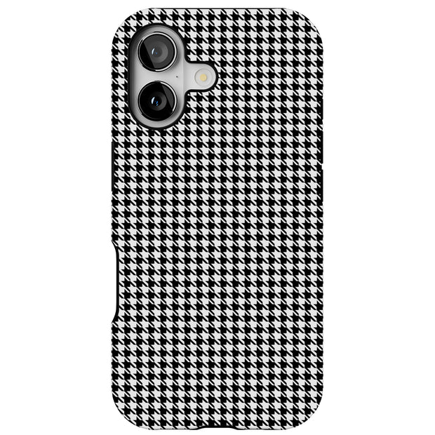 Black Gingham Tough Cases For Apple iPhone (17, 16, 15, 14, 13, 12, 11, X, SE, 8, 7/ Air, Plus, Pro, Max, Mini, XR, XS), Print in USA