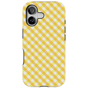 Yellow Gingham Tough Cases For Apple iPhone (17, 16, 15, 14, 13, 12, 11, X, SE, 8, 7/ Air, Plus, Pro, Max, Mini, XR, XS), Print in USA