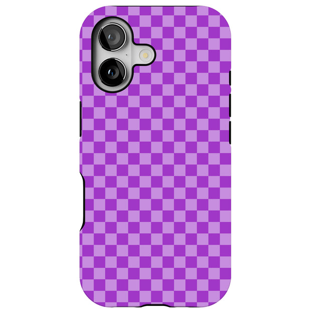 Purple Gingham Tough Cases For Apple iPhone (17, 16, 15, 14, 13, 12, 11, X, SE, 8, 7/ Air, Plus, Pro, Max, Mini, XR, XS), Print in USA